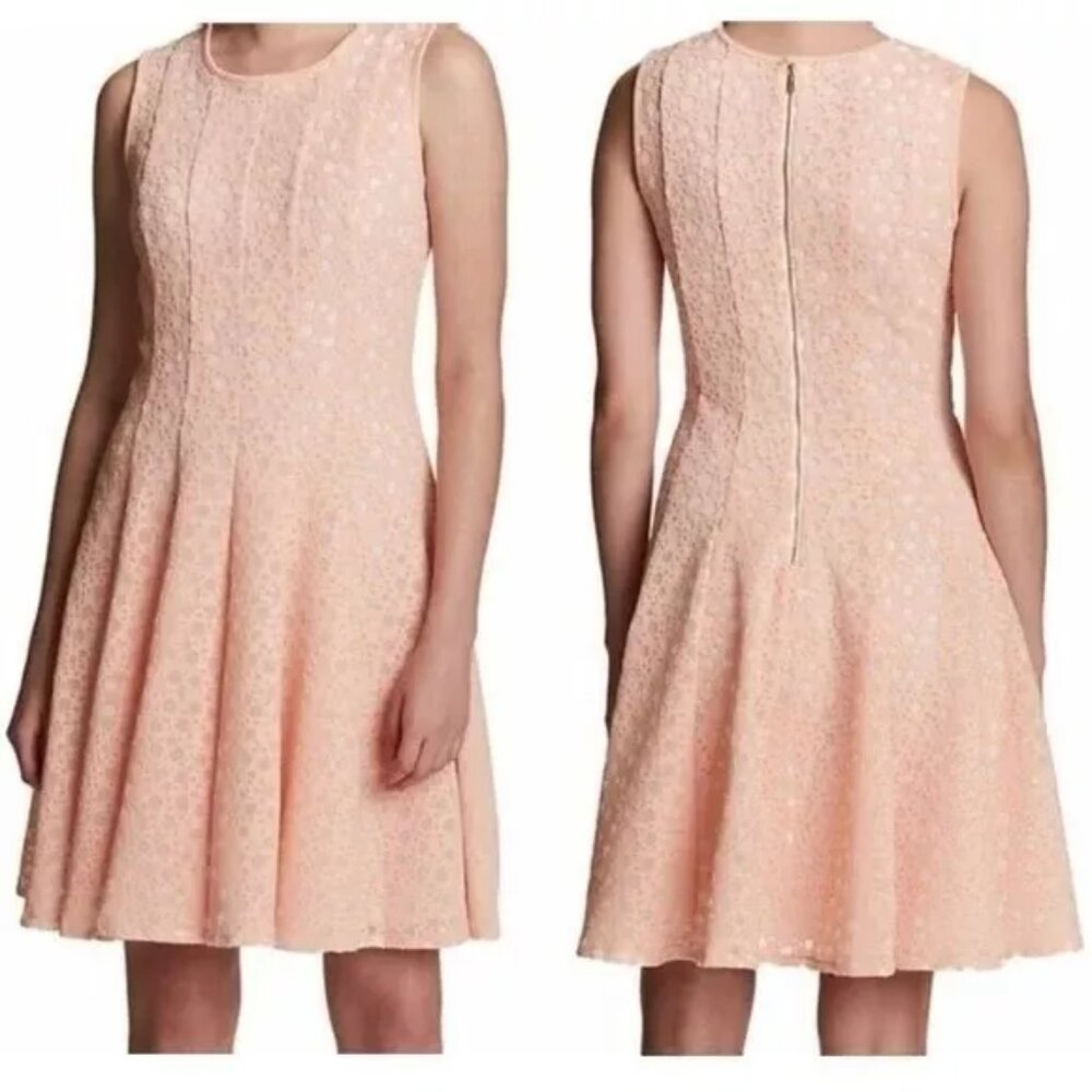 Calvin Klein Nectar Floral lasercut perforated Fit and flare A-Line Dress 14 NWT